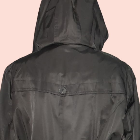 *New* Luxury Michael Kors Black Brested Trench Hoodie Coat Size XL - Picture 6 of 16